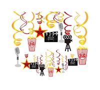 Dusenly Lot de 30 tourbillons à suspendre pour fête sur le thème du film - Noir et doré