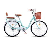 Dushiabu Vélo Hybride pour Adulte, croiseur Hybride de Style rétro, Porte-Bagages arrière, vélo de Ville pour Hommes et Femmes Adultes,Blue-26inch