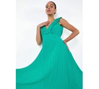 Dusk Dusk Green Pleated Tie Back Fit and Flare Midi Dress Green EU 38 (UK 10)