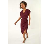 Dusk Dusk Red Plain Wrap Tie Detail Dress Red EU 40 (UK 12)