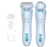 Dusk Razor for Women, Glide Pro 3.0 Shaver, 2 in 1 Wet & Dry Waterproof Electric Razor with Removable Head, for Bikini Area, Leg, Arm, Underarm (Blue)