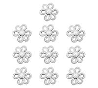 DuskHaven 10 Pièces Boutons de Jeans Fleur Boucles de Ceinture Pantalon Réglables Accessoires Couture Vêtements Décoration Élégante Alliage Convient à Femmes Pr, Argent