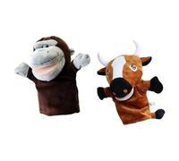 DuskHaven 2 Marionnettes à Main pour Enfants, Marionnettes éducatives, Confortables, avec Bouche Mobile, Animaux En Peluche, Jouet En Peluche pour L'apprent, Orang-outan et bétail