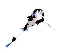 DuskHaven 3D Baleine Tueur Jouet de Sport Frameless avec Ligne 30m en Polyester Léger Adapté aux Activités Familiales Loisir Enfants, Noir et Blanc