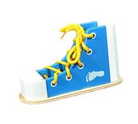 DuskHaven Activité de Laçage de Sabots en Bois - Développer Ses Compétences en Matière de Laçage de Chaussures, Bleu