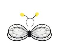 DuskHaven Bee Wing Costume Bee Wing Accessoire Déguisement Bandeau Polyester pour Adultes Enfants Port Confortable Convient pour Anniversaire Spectacle Fête Séa, Noir