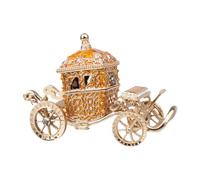 DuskHaven Boîte à Bijoux Émaillée Carrosse Coffret Rangement Décoratif Coffret à Bijoux Boîte à Trésors Pratique En Alliage Convient pour Salon Mariage Chambre, or