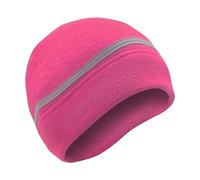 DuskHaven Bonnet Polaire Réfléchissant Fluo Thermique Protège-Oreilles Doux Doublure Peluche Convient à la Course Vélo Ski Hiver, Rose Rouge