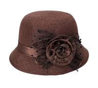 DuskHaven Chapeau élégant pour Femme, Style Bob, Chapeau D'été et Accessoire de Protection Solaire, Idéal pour Les Soirées Costumées, Brun