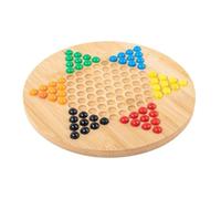 DuskHaven Chinois Échiquier Hexagonal Bois Jeu de Billes Traditionnel Stratégie Parent-enfant Jouet Éducatif Adapté aux Cadeaux