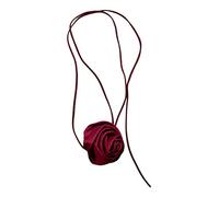 DuskHaven Collier Ras du Cou Rétro Rose Ruban Ceinture Taille Fleur Gothique Ajustable Élégant en Tissu Doux pour Femmes Adapté à Mariage Fête Scène, Rouge