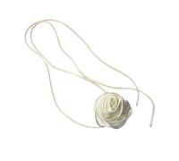 DuskHaven Collier Ras du Cou Rétro Rose Ruban Ceinture Taille Fleur Gothique Ajustable Élégant en Tissu Doux pour Femmes Adapté à Mariage Fête Scène, Blanche