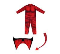 DuskHaven Costume Cosplay Enfant Combinaison Déguisement Carnaval avec Accessoires Ailes et Queue En Polyester Confortable Adaptée Aux Fêtes Déguisées Jeux de R, Rouge, Xl