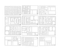 DuskHaven Ensemble de 12 Pochoirs à Dessin pour Carnets et Journaux Intimes avec Règle