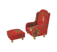 DuskHaven Ensemble de Meubles pour Maison de Poupée, Accessoires pour Maison de Poupée, Mini Canapé, Tabouret, Décoration, Figurine Faite Main, Ornements pour C, Rouge