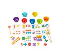 DuskHaven Jeu Boules En Tasses Jouet Tri Perles En Bois Planche Éducative Apprentissage Mathématique Favorise Coordination Motricité Fine Convient Ap