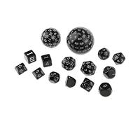 DuskHaven Jeu de 15 Dés à Faces Multiples (D60, D30, D24, D20, D16, D12, D10, D8, D7, D5, D4) pour Les Jeux de Rôle, blanc