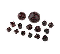 DuskHaven Jeu de 15 Dés à Faces Multiples (D60, D30, D24, D20, D16, D12, D10, D8, D7, D5, D4) pour Les Jeux de Rôle, rouge