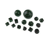 DuskHaven Jeu de 15 Dés à Faces Multiples (D60, D30, D24, D20, D16, D12, D10, D8, D7, D5, D4) pour Les Jeux de Rôle, Vert