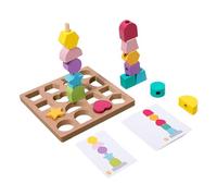 DuskHaven Jouet Séquençage de Perles Jeu Blocs Empilables Bois Lacing Perles Jeu d'Appariement Formes Motricité Fine Fonction Éducative