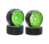 DuskHaven Lot de 4 Pneus de Voiture Télécommandés 1/7, Pièces Détachées, Robustes, à Monter Soi-même, Modifiés, pour Voiture de Loisir, Vert