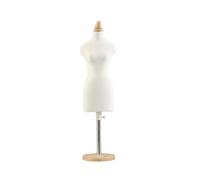 DuskHaven Mannequin Miniature Display Vêtement Poupée Torse Dressmaker Base Bois PP Structure Résistante pour Couture Exposition et Décoration Micro Maison, Socle rond de 46 cm