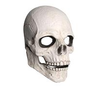 DuskHaven Masque de Crâne Intégral, Couvre-chef Effrayant et Réaliste, Squelette Terrifiant pour Accessoires de Carnaval, Cosplay et Costume D'Halloween, Blanche