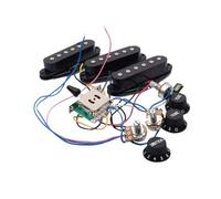 DuskHaven Micros de Guitare électrique Micros de Roue Dentée Pont de Guitare Micro Passif Précâblé pour Accessoire de Remplacement de Guitare électrique ST, Noir