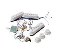 DuskHaven Micros de Guitare électrique Micros de Roue Dentée Pont de Guitare Micro Passif Précâblé pour Accessoire de Remplacement de Guitare électrique ST, blanc
