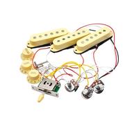 DuskHaven Micros de Guitare électrique Micros de Roue Dentée Pont de Guitare Micro Passif Précâblé pour Accessoire de Remplacement de Guitare électrique ST, jaune