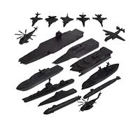 DuskHaven Navire Naval de 17 Pièces avec Hélicoptère, Avion de Chasse, Navire de Ravitaillement et Véhicules - Jouet éducatif, Convient Aux Garçons et Aux Fille, Le Noir