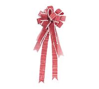 DuskHaven Nœud Sapin de Noël Topper Ornement Arbre Fête Décoration Polyester Résistant Convient pour Bureau Salon Chambre École Cadeau Nouvel an Maison, Bordure Rouge et Blanche 32 X 82 Cm