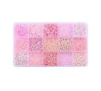 DuskHaven Perles Espaceur Ensemble Perles Tube Perles Rondes Accessoires Fabrication Bijoux en Verre Lisse avec Boîte Rangement Adapté pour Cadeau Décoration FA, Rose