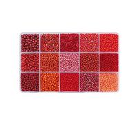 DuskHaven Perles Espaceur Ensemble Perles Tube Perles Rondes Accessoires Fabrication Bijoux en Verre Lisse avec Boîte Rangement Adapté pour Cadeau Décoration FA, Rouge
