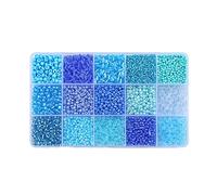 DuskHaven Perles Espaceur Ensemble Perles Tube Perles Rondes Accessoires Fabrication Bijoux en Verre Lisse avec Boîte Rangement Adapté pour Cadeau Décoration FA, Bleu