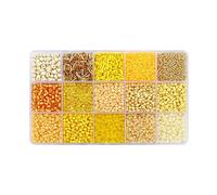 DuskHaven Perles Espaceur Ensemble Perles Tube Perles Rondes Accessoires Fabrication Bijoux en Verre Lisse avec Boîte Rangement Adapté pour Cadeau Décoration FA, Jaune