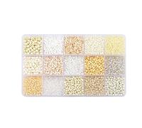 DuskHaven Perles Espaceur Ensemble Perles Tube Perles Rondes Accessoires Fabrication Bijoux en Verre Lisse avec Boîte Rangement Adapté pour Cadeau Décoration FA, Beige