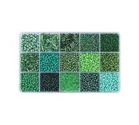 DuskHaven Perles Espaceur Ensemble Perles Tube Perles Rondes Accessoires Fabrication Bijoux en Verre Lisse avec Boîte Rangement Adapté pour Cadeau Décoration FA, Vert foncé
