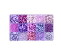 DuskHaven Perles Espaceur Ensemble Perles Tube Perles Rondes Accessoires Fabrication Bijoux en Verre Lisse avec Boîte Rangement Adapté pour Cadeau Décoration FA, Violet