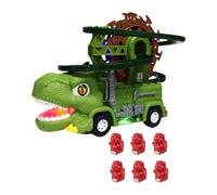 DuskHaven Piste de Course de Dinosaures, Jouet de Voiture, Jeu de Glissière Automatique, Jouet de Camion pour Tout-petits, Jouet de Montée D'escalier pour G, 6 Petits Dinosaures