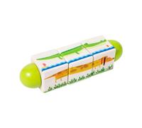 DuskHaven Puzzle Rotatif en Bois Jeu de Construction Bloc Motricité Développement Cognitif Interactif Parent Enfant Animaux Dessin Convient pour, Vert Animal