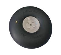 DuskHaven Roue pour Avion Radiocommandé. Montage Facile. Pièce de Rechange Professionnelle et avec Valve et Joint En Caoutchouc. Noire, 4.5 Pouces