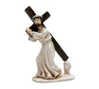DuskHaven Statuette de Jésus Portant Une Croix, Catholique, pour Salon Ou Table.