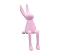 DuskHaven Statuette de Lapin Décorative, Sculpture Animale de Collection, Figurine de Lapin En Résine Au Design Simple et Moderne, Idéale pour Une étagère, Rose, L