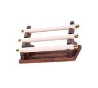 DuskHaven Support de Présentation Bagues Présentoir Bijoux à Étages Porte Anneaux Détachable Organisateur Vertical Socle Bois Moderne pour Table Maquillage, Beige 22x10.5x9.5cm