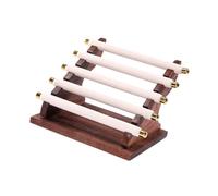 DuskHaven Support de Présentation Bagues Présentoir Bijoux à Étages Porte Anneaux Détachable Organisateur Vertical Socle Bois Moderne pour Table Maquillage, Beige 22x16.5x15.5cm
