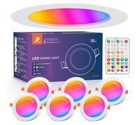 DUSKTEC Spot LED Encastrable RGB avec Télécommande, Lot de 6, 10W 1000 Lumen 220V Spots LED de Plafond Couleur Blanc, Éclairage Encastré IP44 pour Salle de Bain Cuisine Couloir, Trou 100-112mm