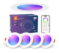DUSKTEC Spot LED Encastrable RGBWW Connectée Alexa Smartphone, Spot LED Dimmable RGB Couleur Variable 2700K-6000K Intensité Réglable, 220V 10W Intelligente Spot Encastré Multicolore Bluetooth Lot de 4