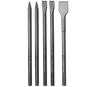 Duss SDXM1 Lot de 5 marteaux burineurs (2 burins pointus, 2 burins plats, 1 burin à bêche, longueur 400 mm, pour marteau de démolition/marteau burineur)
