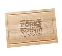 Dust and Things May The Forks Be With You Star Wars Schneidebrett - Star Wars Küchengeschenke für Männer oder Frauen - Star Wars Käsebrett mit Gravur zum Geburtstag - lustig für Männer -